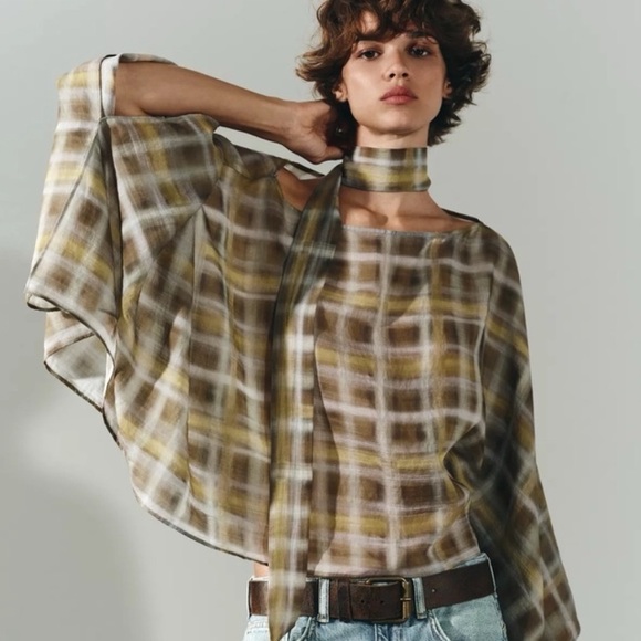 Zara Tops - Zara Plaid Cape
